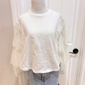 See By Chloe White Ruffle Long Sleeve Women’s Top Small